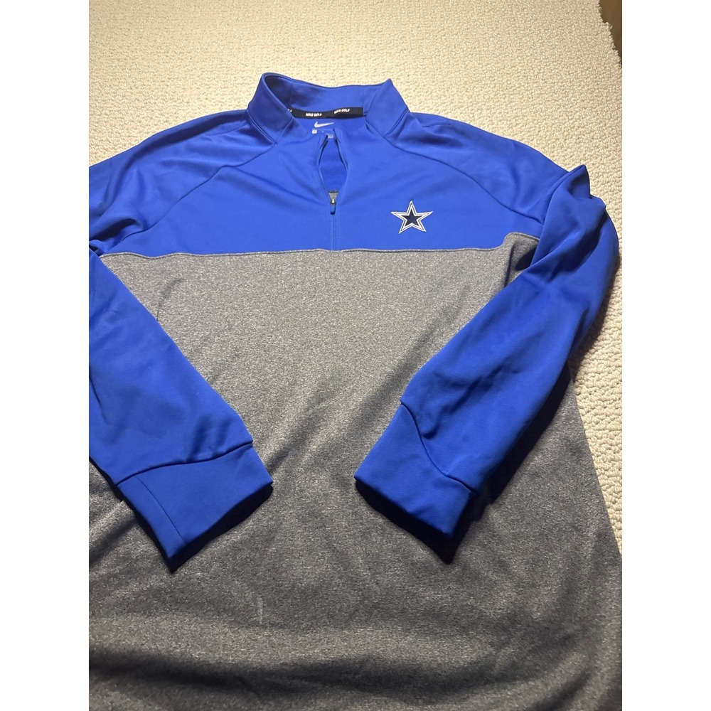 Nike Golf Dallas Cowboys Blue Gray 1/4 Zip Pullover Sweatshirt Mens Large NFL